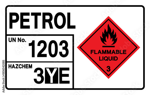 Petrol UN 1203 Symbol Sign, Vector Illustration, Isolate On White Background, Label.EPS10