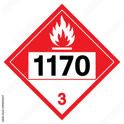 Ethyl Alcohol Ethanol NOS UN1170 Symbol Sign, Vector Illustration, Isolate On White Background, Label.EPS10