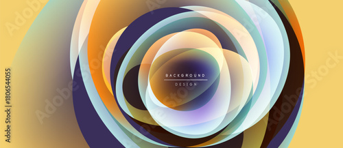 Abstract concentric circles, vibrant colors blend. Modern design suggests depth, movement, visual appeal. Background element for projects.
