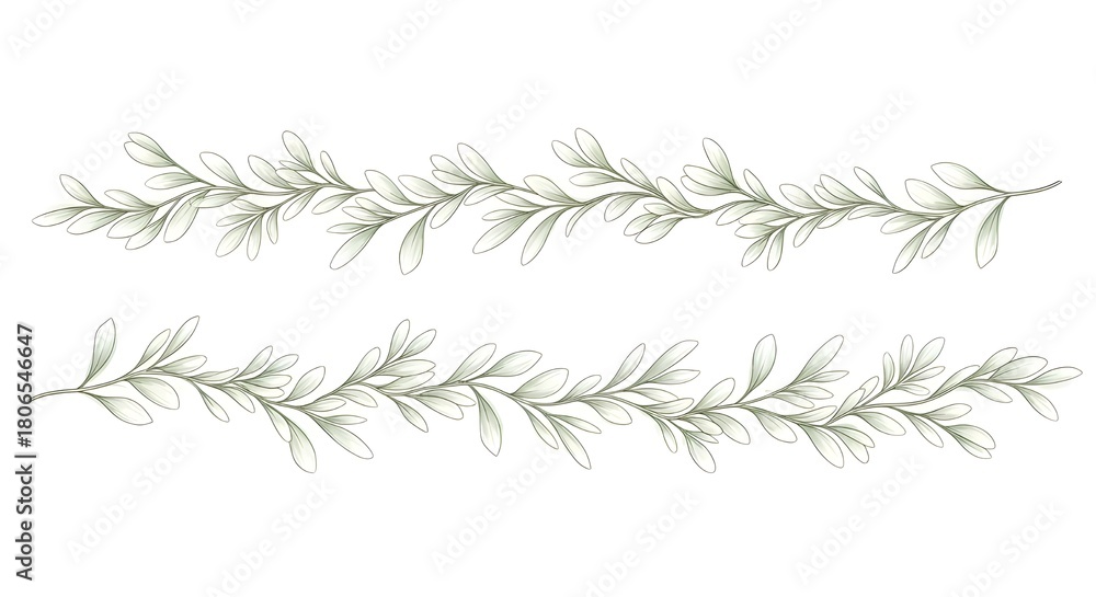 Fototapeta premium Rosemary and pine branches winter holiday illustration