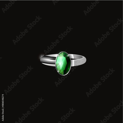 wedding ring  with green 