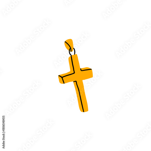golden cross isolated on white