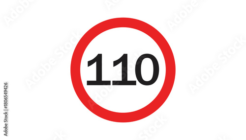 Speed limit sign one hundred ten kilometers per hour road safety