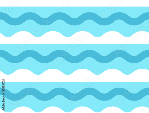 Simple seamless pattern with white abstract snowdrifts and frozen river waves in blue tones background. Ideal for kids decor, winter textiles, Christmas wrapping paper designs, winter sports product