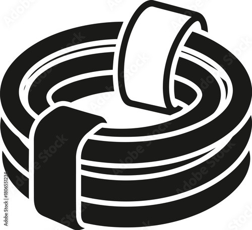 2D flat vector icon of a cable organizer spiral wrap in clean single-color minimal flat vector style