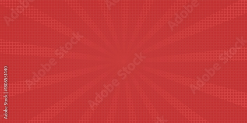 Red comic sunburst effect background with halftone. pop art comic-style vector background. Suitable for templates, sale banners, events, ads, web and pages