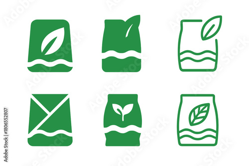 Climate Change Logos. Innovative solutions for climate change. Icon set. Set Logo of innovative solutions for climate change: carbon-neutral cement. harmonious