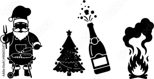 Christmas BBQ and Celebration Icons (