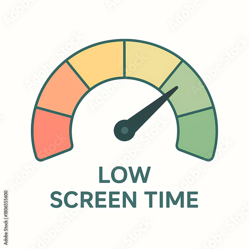 Colorful gauge illustration showing reduced screen time for digital detox and healthier tech use
