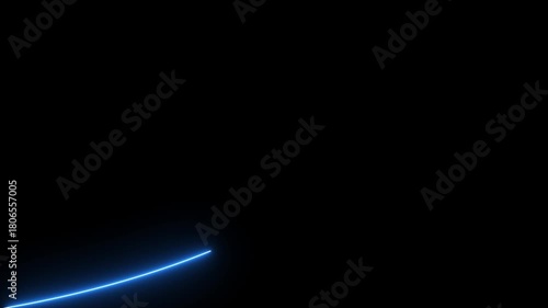 Blue Neon Zigzag Line Descending on Black Background abstract bright