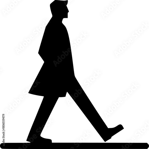 Silhouette of a Strolling Individual: A stark silhouette of a solitary figure strides purposefully, evoking a sense of forward motion and personal journey.