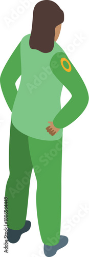 Back view of a female athlete wearing green sportswear, representing brazil in the paralympics