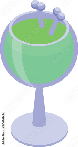 Spooky green halloween potion with bones in a glass, creating a chilling atmosphere