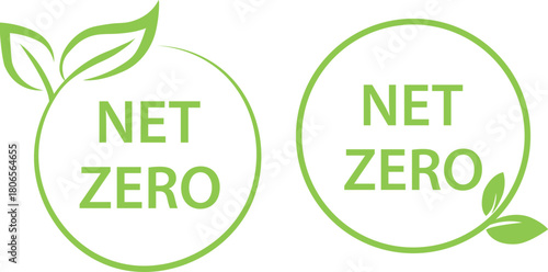 Net Zero Carbon Neutral Badge Vector Set - Environmental Sustainability and Eco-Friendly Stamp
