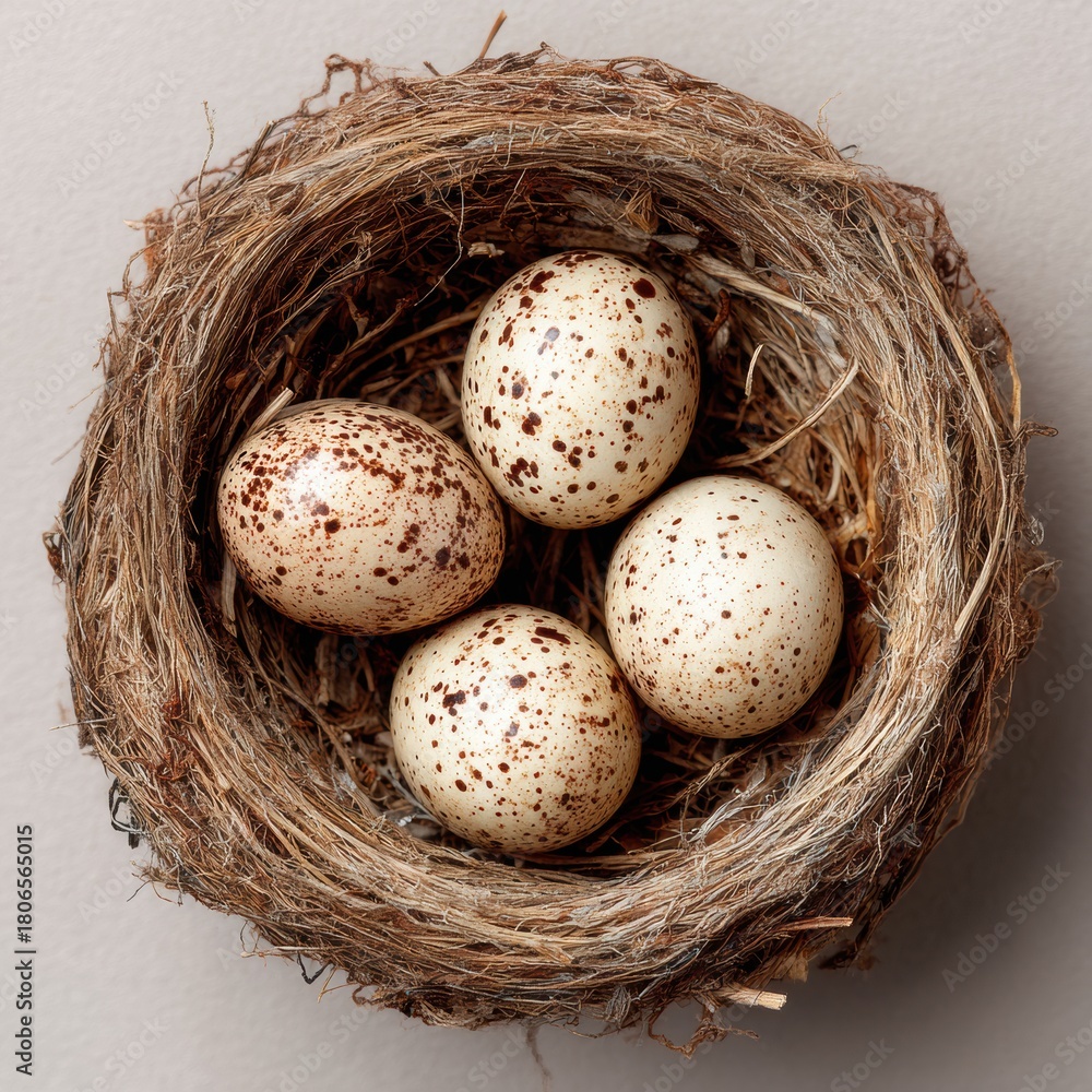 Obraz premium Bird Nest with Speckled Eggs