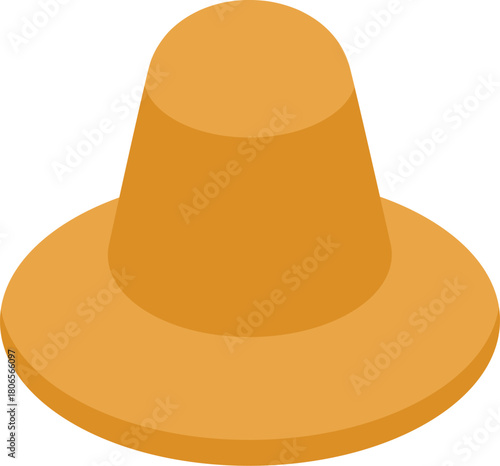 Traditional conical straw hat, showcasing agricultural heritage and sun protection, rendered in isometric 3d