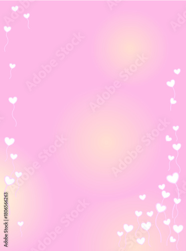 Heart shape like floating balloons. Many lines of hearts Stacked together in a distributed manner Use it as a background for a love story.
