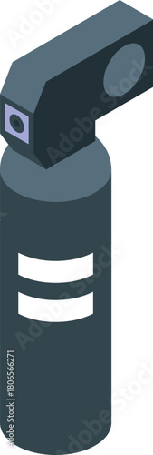 Isometric projection of a pepper spray, a tool for self defense, ensuring personal safety in threatening situations
