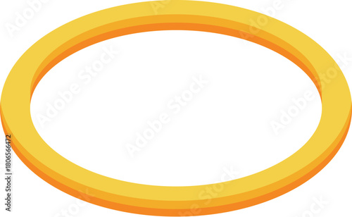 Golden ring rotating, showing its depth and perspective, creating an elegant and minimalist visual in isometric view