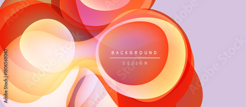 Abstract fluid shapes, vibrant orange hues blend with soft lavender. Modern design evokes energy, movement, warmth. Background features text background, design.