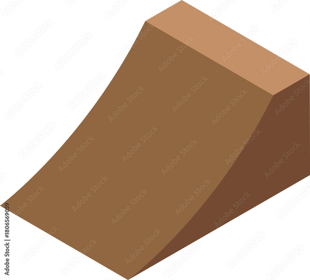 Fototapeta premium Isometric wooden ramp for skateboarding, bmx, and other extreme sports, perfect for urban environments