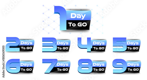 Days To Go Countdown banner template design. Countdown left days banner time sale. 1,2,3,4,5,6,7,8,9,10,20 days left countdown icon. vector