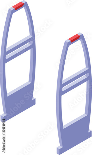 Isometric view of anti theft system entry gates, enhancing security and preventing shoplifting in retail environments
