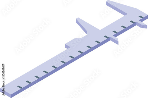 Vernier caliper icon in isometric view representing precision measurement for engineering and manufacturing applications