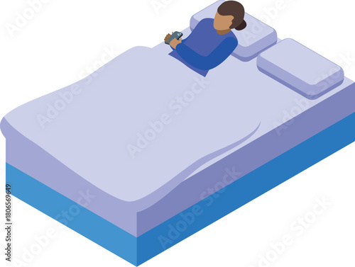 Young woman using smartphone while lying in bed, enjoying her leisure time at home