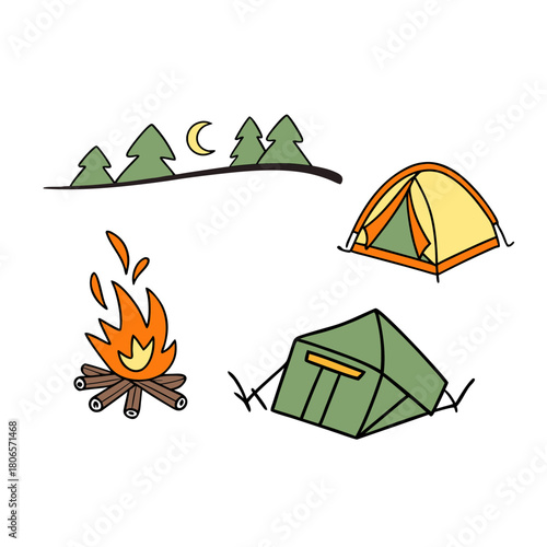 set of camping icons