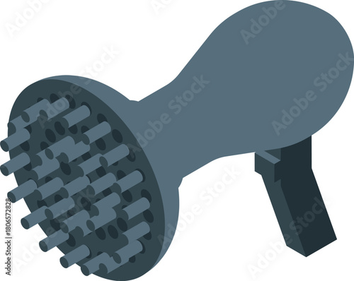 Hair dryer diffuser distributing hot air through multiple holes, creating volume and definition in a hairstyle