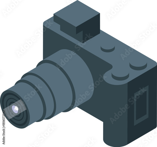 Professional digital camera with extended lens, ready to capture high quality images and videos