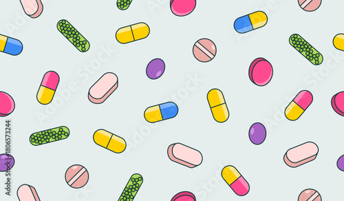 Cute medicines pattern background vector design