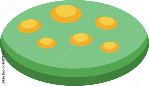 Dangerous green bacteria or virus with many yellow spots is growing and multiplying, causing infection