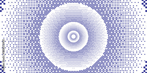 Background of circular distributed halftone dots. Halftone effect pattern. Circle dots isolated on a white background. Black and wihte color combination.