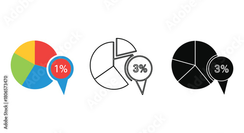 Pie chart data analysis and statistics visualization infographic