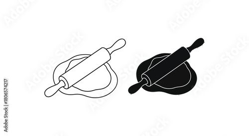 Rolling pin dough vector illustration baking kitchenware set
