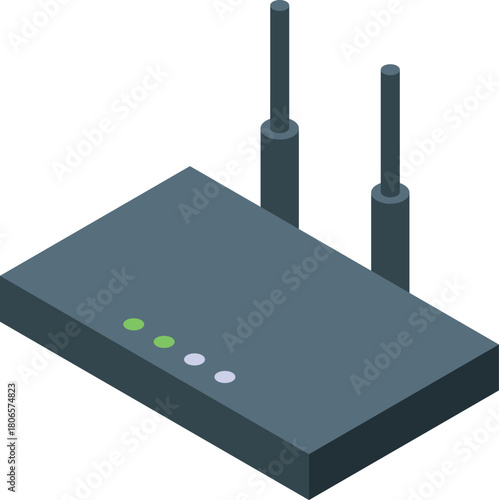 Isometric view of a wireless router providing stable internet connectivity