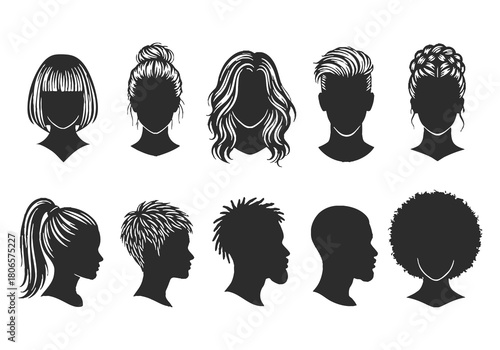 Diverse hairstyles collection a visual representation of modern hair trends and styles