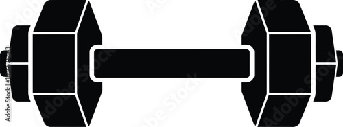 A simple black and white illustration of a standard dumbbell for fitness