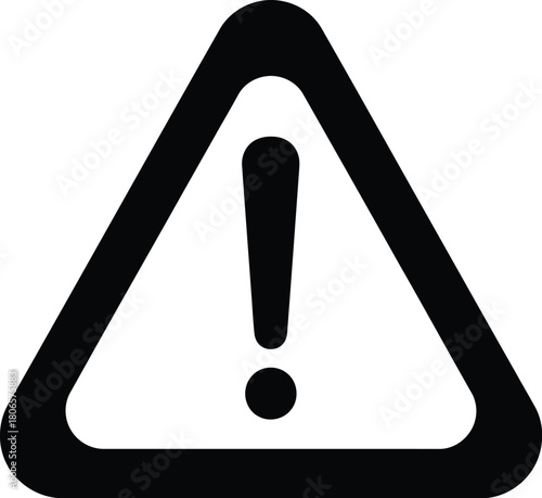 Black triangular warning sign with an exclamation point symbol