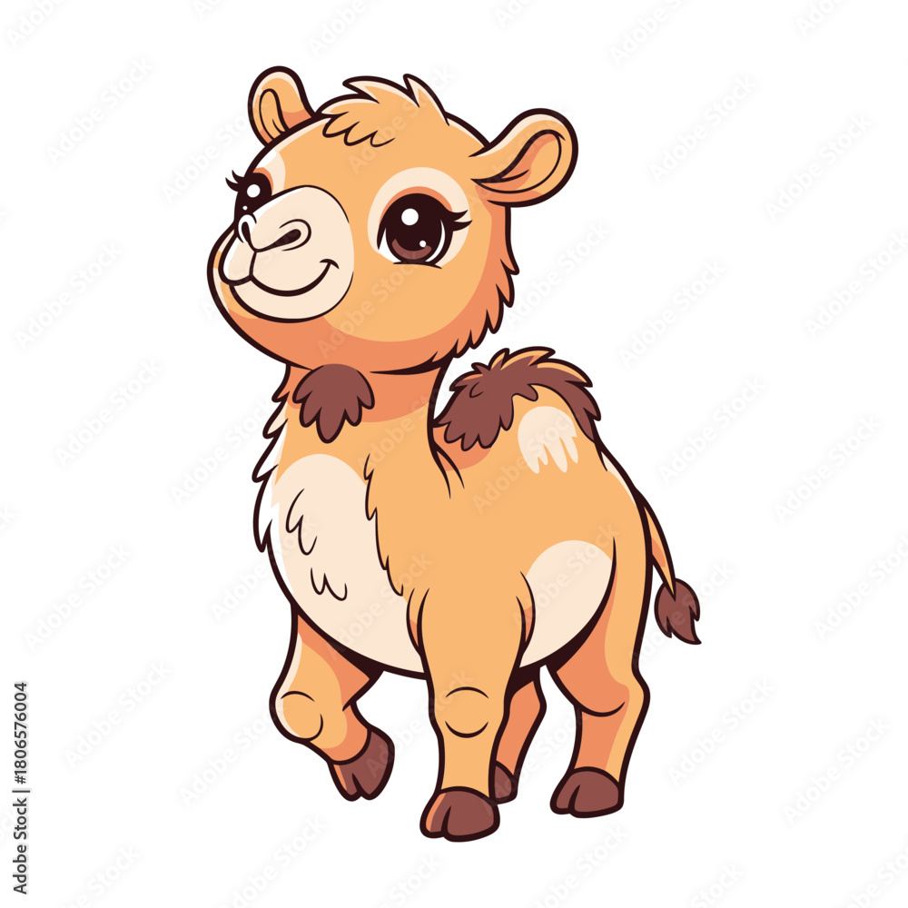 Obraz premium Adorable baby camel illustration brings charm to any project, originally a scalable vector graphic perfect for children's books and cute designs