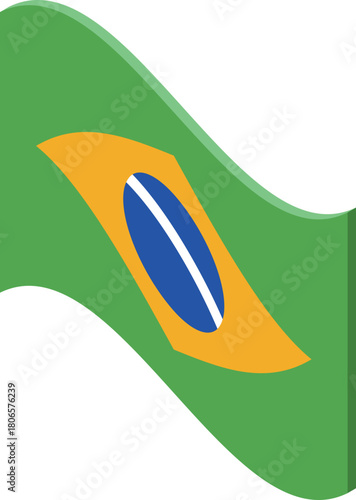 Green, yellow, and blue brazilian flag waving proudly, representing the vibrant culture and rich history of brazil