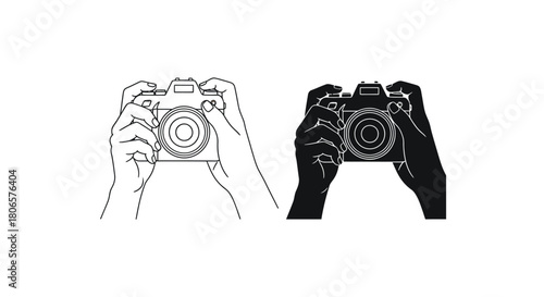 Camera illustration photography equipment hands holding camera