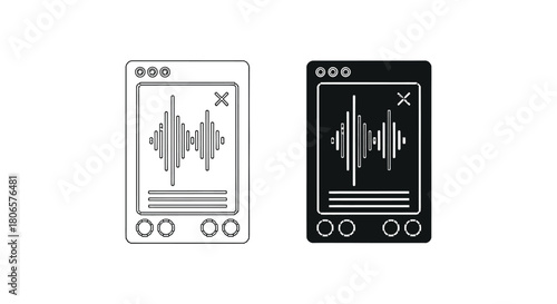Audio waveform vector illustration sound design application