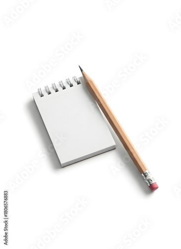 Papier und Bleistift auf weiß