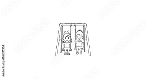 Children playing on swings illustration vector graphic design