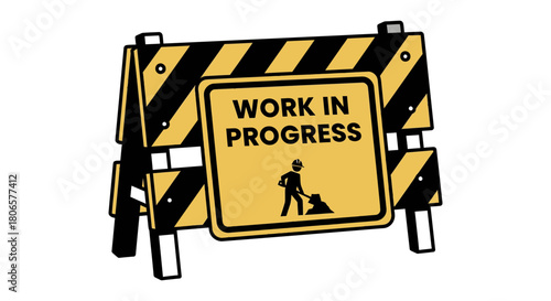 Work in progress sign construction barrier safety vector image