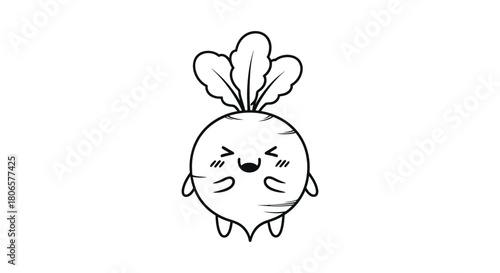 Cute kawaii radish vegetable character illustration set art