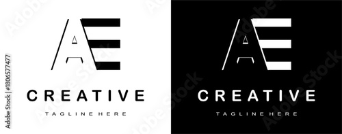 Simple Black and White AE Lettermark Logo